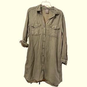 PHILOSOPHY Shirt Dress Olive Green Size Large